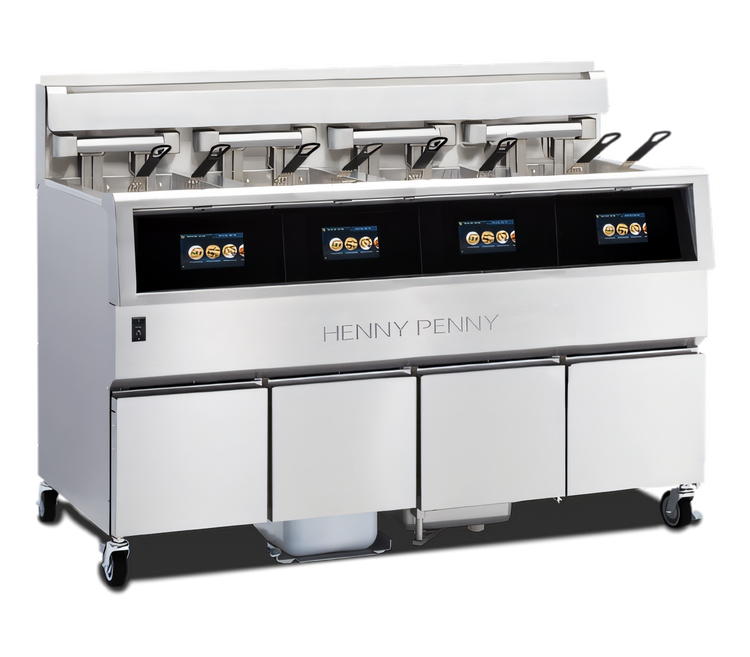 Product image #1 for Henny Penny F5 4-Well Electric Open Fryer with Built-In Filtration and 30 lb Vats