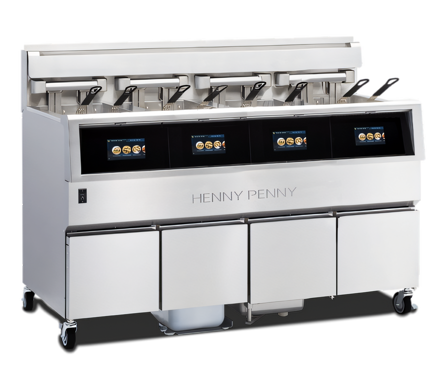 Product image #1 for Henny Penny F5 4-Well Electric Open Fryer with Built-In Filtration and 30 lb Vats
