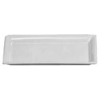 Thumbnail image #1 for American Metalcraft Prestige CER19 Ceramic White Rectangular Platter, 14"L x 7-1/2"W x 2"H, Wide Rim