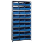 Thumbnail image #1 for Quantum 1275-209 Heavy-Duty Stationary Galvanized Wire Shelving Unit, 10 Shelves, 27 Bins, 36 x 12 x 75 Inches