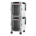 Thumbnail image #1 for Metro HotBlox™ HBCW16-ACPS-M 16-Pan Dual-Cavity Mobile Pass-Thru Insulated Holding Cabinet, Analog, Clear Front/Solid Rear Doors