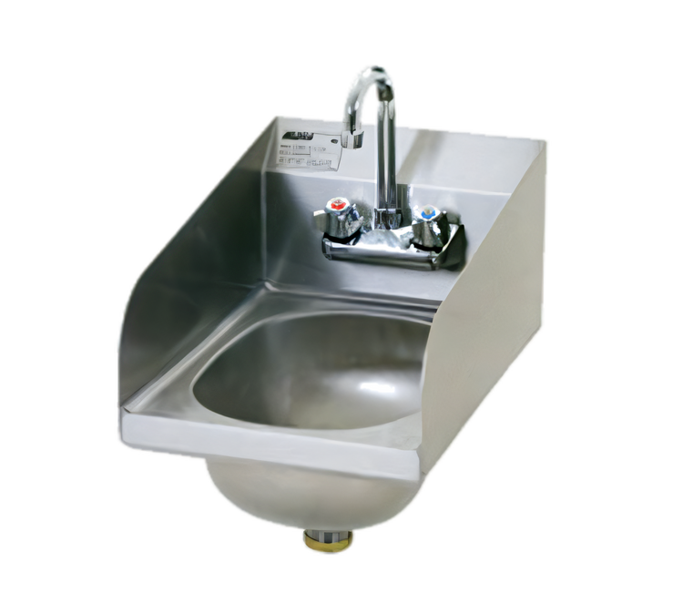 Product image #1 for Eagle Group Wall-Mounted Hand Sink with Side Splashes, Faucet and Basket Drain