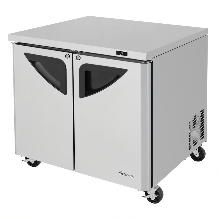 Product image #1 for Turbo Air Super Deluxe 36-1/4 Inch Two-Section Undercounter Refrigerator with Solid Swing Doors
