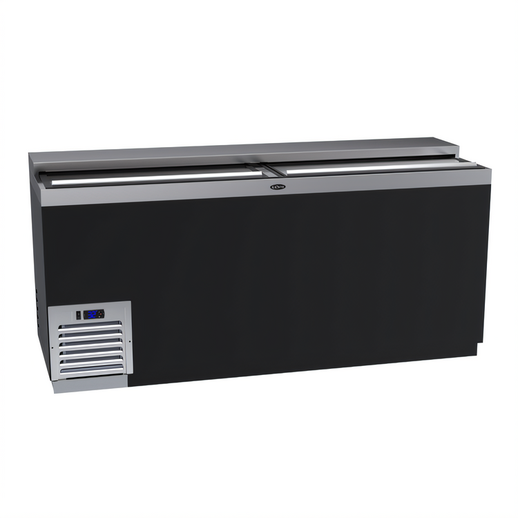 Product image #1 for Krowne 72-Inch Flat Top Bottle Cooler with Sliding Lids and Black Vinyl Exterior