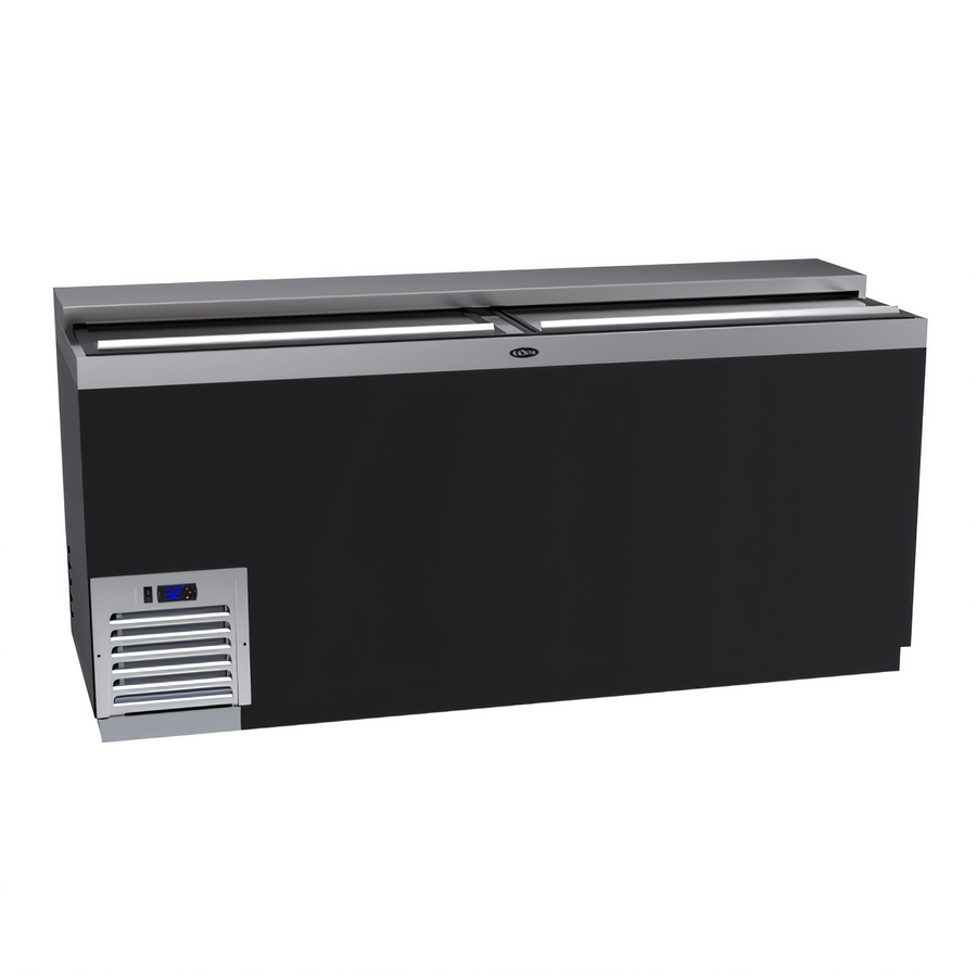 Product image #1 for Krowne 72-Inch Flat Top Bottle Cooler with Sliding Lids and Black Vinyl Exterior