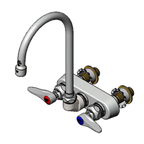 Thumbnail image #1 for T&S Brass B-1146-XS Wall-Mount Workboard Faucet, 5-3/4" Swivel Gooseneck Nozzle, 4" Centers, 2.2 GPM, ADA Compliant