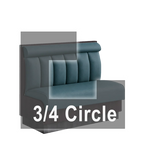 Thumbnail image #1 for ATSMFG ATS AT&S-ATQ-KR36-6CHHR GR8 Karender Three Quarter Circle Booth, single, 48" x 90" x 90" x 48"long x 36" high, 6-channel with Headroll back