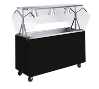 Vollrath 2-Series Affordable Portable 46-Inch Mobile 3-Pan Non-Refrigerated Cold Food Station with Lights, Open Storage Base, Cherry Woodgrain