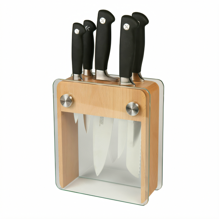 Product image #1 for Mercer Culinary Genesis 6-Piece Forged Knife Set with Tempered Glass Block