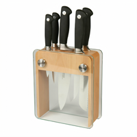 Mercer Culinary Genesis 6-Piece Forged Knife Set with Tempered Glass Block
