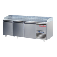 Marra Forni 87.75-Inch Three-Section Refrigerated Pizza Prep Table with Granite Work Surface