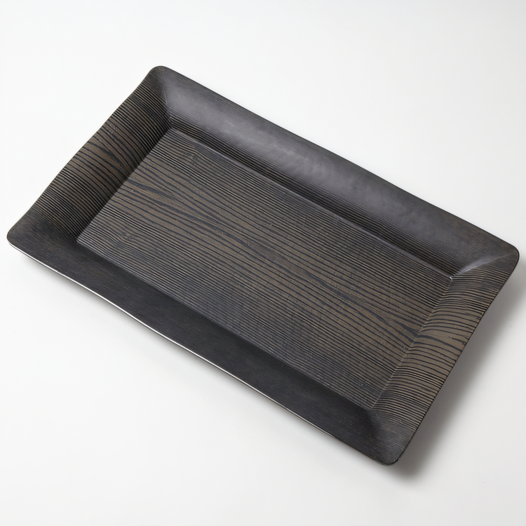Product image #1 for 18-Inch Rectangular Walnut Wood Pattern Melamine Platter