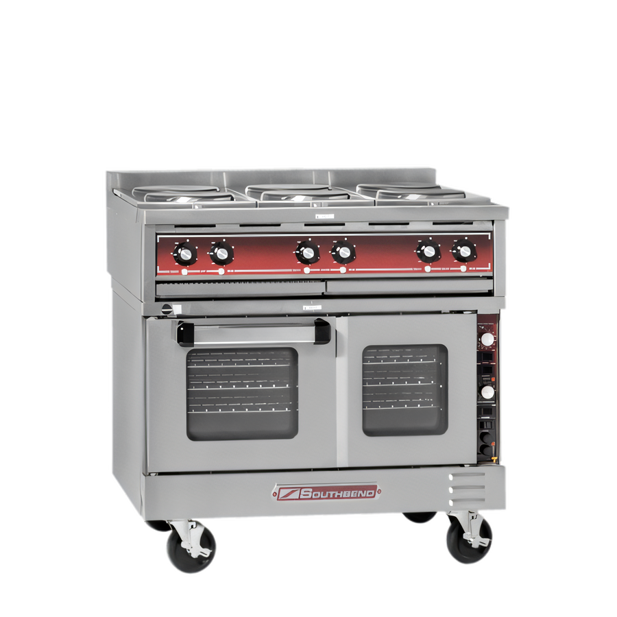 Product image #1 for Southbend SE36T-BBB 36-Inch Electric Heavy Duty Range with 6 Round Hotplates and TruVection Oven