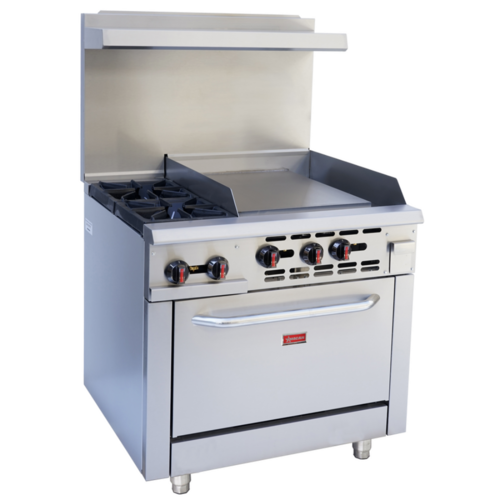 Product image #1 for Omcan 36-Inch Natural Gas Commercial Restaurant Range with 2 Burners, 24-Inch Right Griddle and Standard Oven