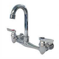 Advance Tabco Heavy-Duty Lead-Free Splash-Mount Gooseneck Faucet, 8-Inch Centers, 3-1/2-Inch Spout