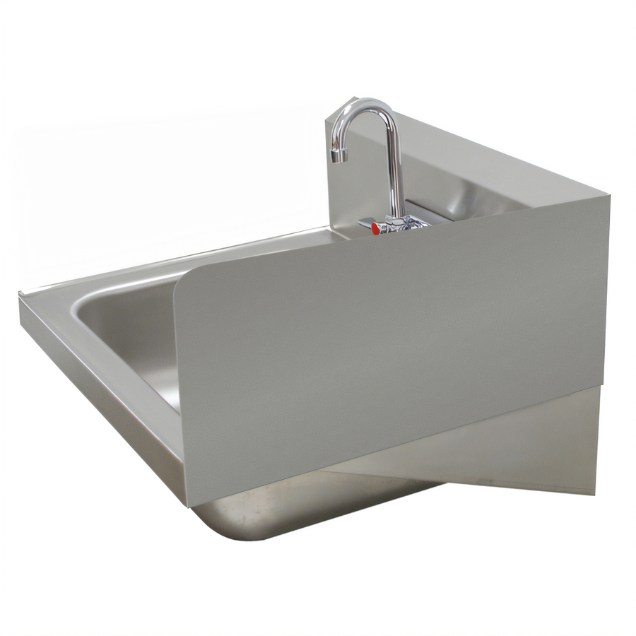 Product image #1 for Advance Tabco 7-3/4" Stainless Steel Welded Hand Sink Side Splash, One Side, for 16" x 14" Bowl