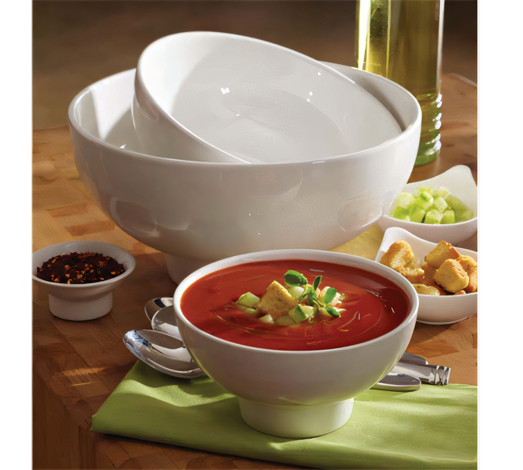 Product image #1 for Prestige 60 oz. Footed Porcelain Bowl, 8-Inch Round, White