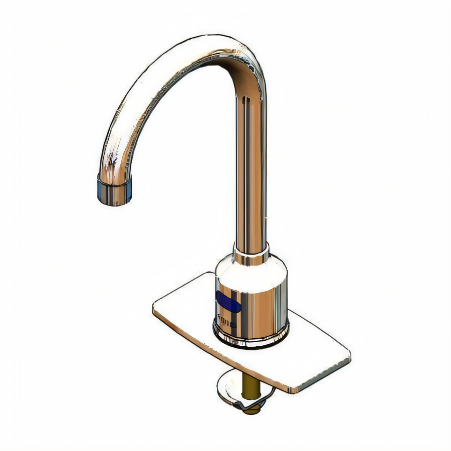 Product image #1 for equip Electronic Touchless Deck-Mount Rigid Gooseneck Faucet, 4" Centers, Polished Chrome, 1.5 GPM
