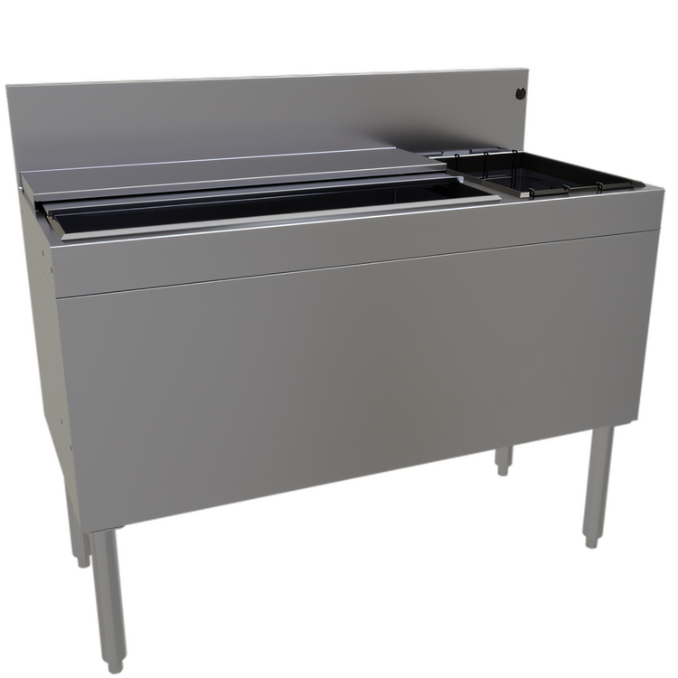 Product image #1 for Glastender Extra Deep 42-Inch Underbar Ice Bin/Cocktail Unit with 10-Circuit Cold Plate and Bottle Well Storage