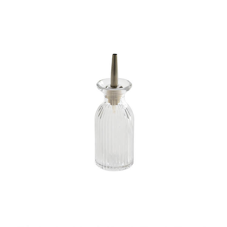 Product image #1 for Fluted Glass Bitters Bottle with Stainless Steel and Silicone Components, 3 oz.
