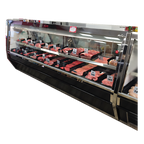 Thumbnail image #1 for Howard-McCray 40E Series R-CMS40E-8-BE-LED 100-1/2-Inch Remote Red Meat Service Case, Full-Service, Endless Design, Straight Glass, Black/White