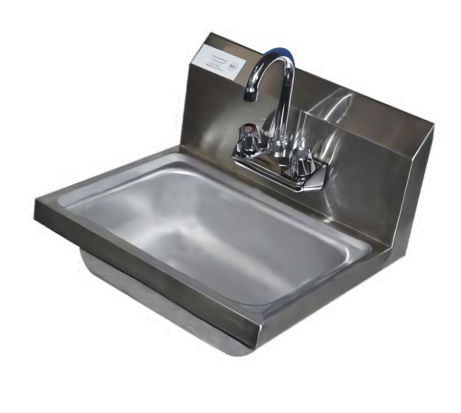 Product image #1 for Serv-Ware Wall-Mounted Stainless Steel Hand Sink with Faucet and Backsplash