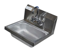Serv-Ware Wall-Mounted Stainless Steel Hand Sink with Faucet and Backsplash