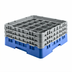 Thumbnail image #2 for Cambro Camrack 36-Compartment Full Size Low Profile Glass Rack with 2 Soft Gray Extenders, Blue