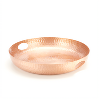 American Metalcraft 16-Inch Round Hammered Copper Aluminum Beverage Tray