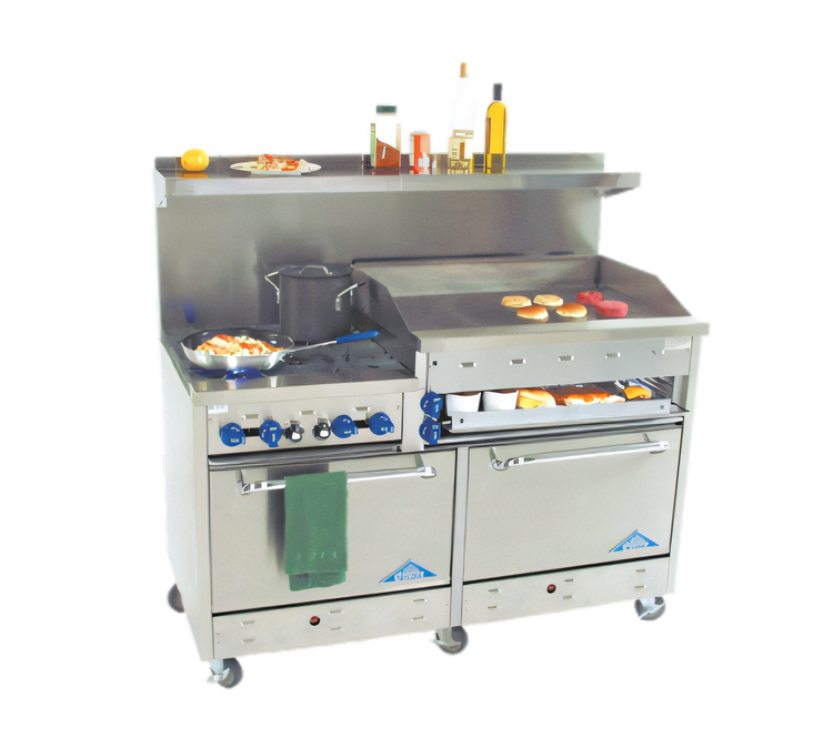 Product image #1 for Comstock-Castle 60-Inch Gas Range with 4 Star Burners, 36-Inch Raised Griddle and 2 Standard Ovens