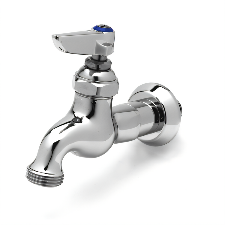 Product image #1 for T&S Brass B-0717 Heavy-Duty Single Sink Wall-Mount Faucet with Lever Handle, 1/2" NPT Inlet, and Garden Hose Outlet