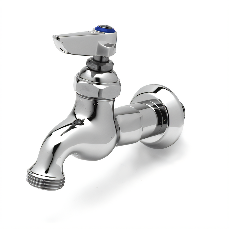 Product image #1 for T&S Brass B-0717 Heavy-Duty Single Sink Wall-Mount Faucet with Lever Handle, 1/2" NPT Inlet, and Garden Hose Outlet