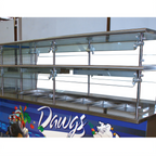 Thumbnail image #1 for Advance Tabco Sleek Shield NDSG-18-84 Self-Service Single-Sided Double-Tier Food Shield, Adjustable Front Glass, 84-Inch W x 18-Inch D x 34-Inch H