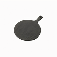 American Metalcraft 9-Inch Round Black Faux Slate Melamine Serving Peel with Handle