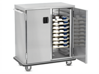Ambient Insulated 3-Door Tray Delivery Cart, Stainless Steel, 27 Pair Fixed Slides
