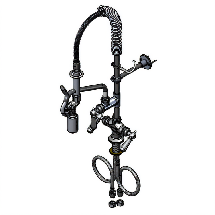 Product image #1 for T&S MPY-2DCN-08-CR EasyInstall Single-Hole Deck-Mount Pre-Rinse Unit — 8 Inch Swing Nozzle, 24 Inch Spring Hose, 0.65 GPM