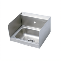 Wall-Mounted Stainless Steel Hand Sink with Backsplash, Side Walls, and Faucet Opening
