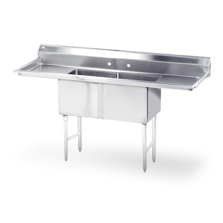 Product image #1 for Steel Works Stainless 2-Compartment Stainless Steel Sink with 16 x 20 x 12 Bowls and Left/Right 18-Inch Drainboards
