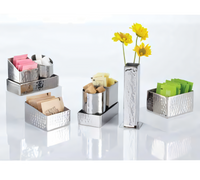 American Metalcraft Hammered Finish Stainless Steel Straight-Sided Sugar Packet/Cube Holder