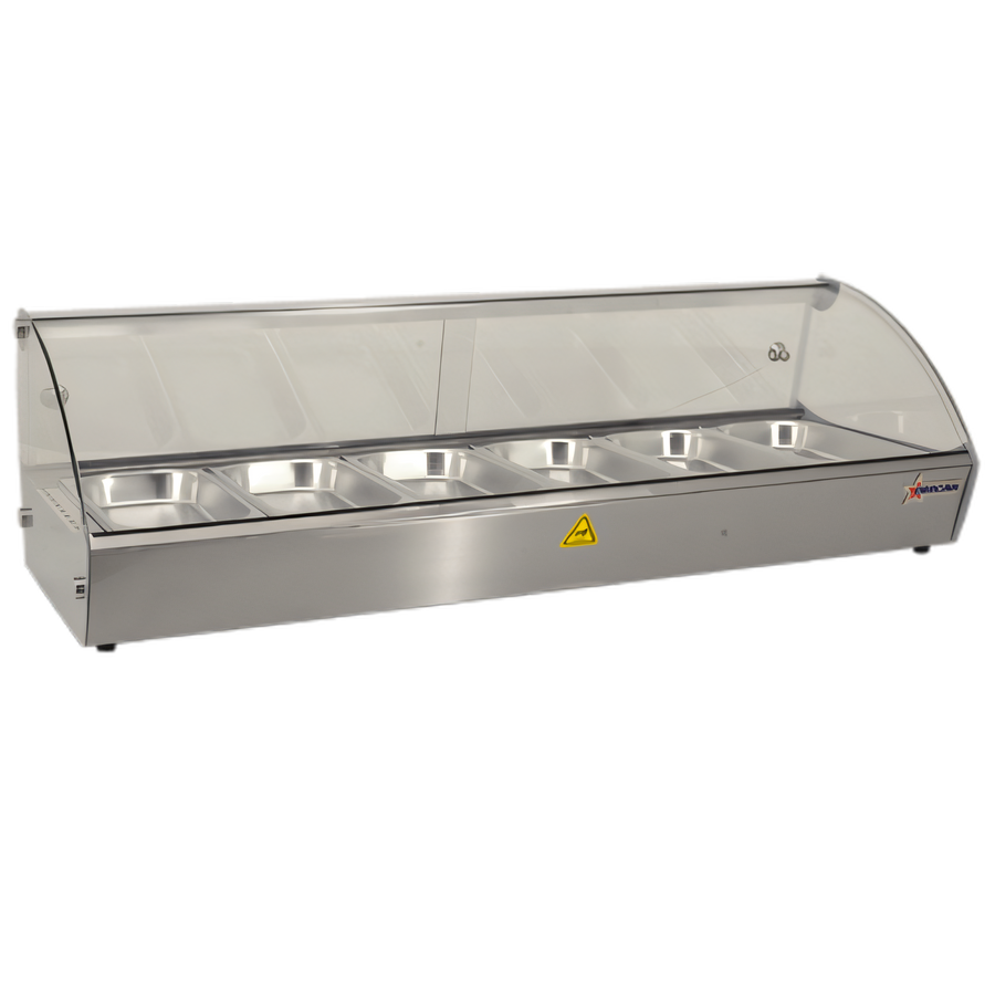 Product image #1 for Countertop Full-Service Hot Food Display Case, 44 Inch, Curved Glass Front, Sliding Rear Doors