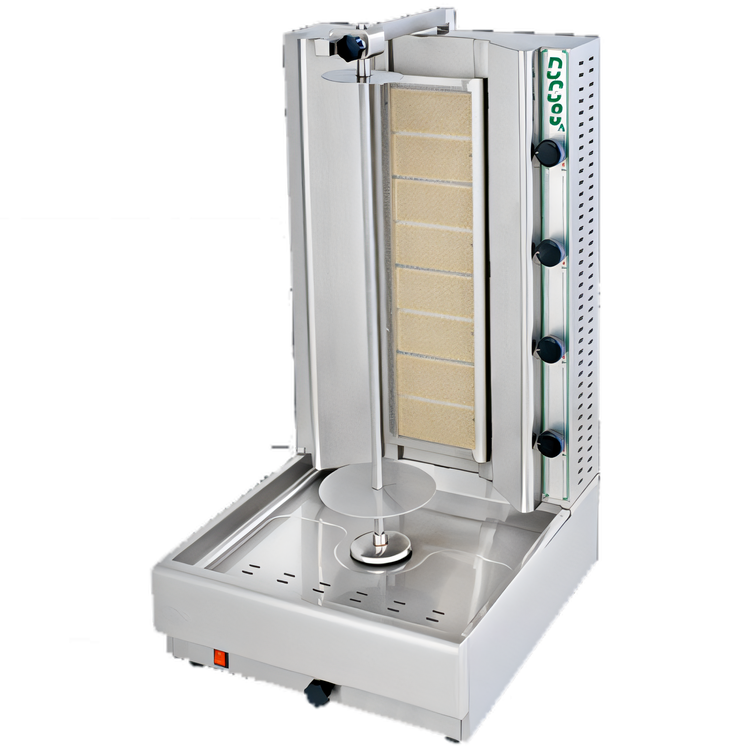 Product image #1 for Visvardis Gas Vertical Broiler Gyro Machine with 110V Enclosed Spit Motor, 155-200 lb Capacity, Stainless Steel