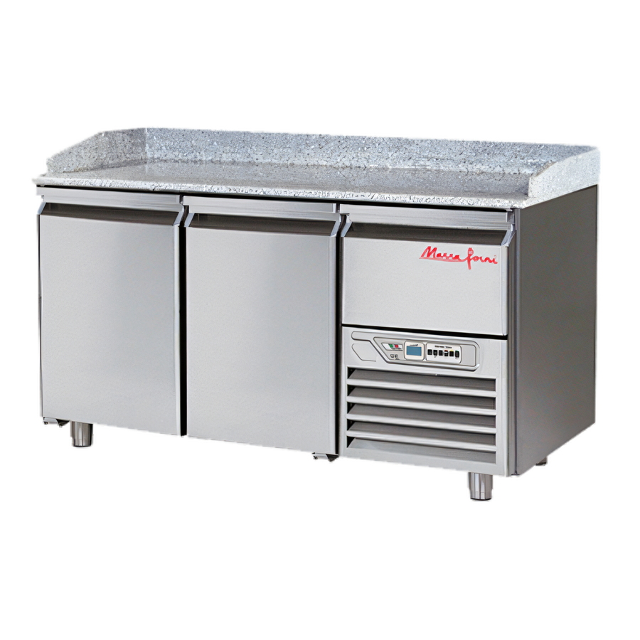 Product image #1 for 65.5-Inch Wide Two-Section Refrigerated Pizza Prep Table with Granite Work Surface and Self-Closing Doors