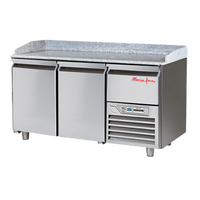 65.5-Inch Wide Two-Section Refrigerated Pizza Prep Table with Granite Work Surface and Self-Closing Doors