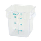 Thumbnail image #2 for Winco PTSC-4 4-Quart Translucent Square Polypropylene Food Storage Container with Handles, Container Only Case of 48