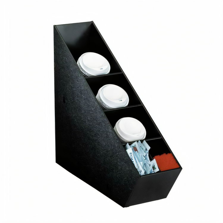 Product image #1 for Dispense-Rite Narrow Countertop 5-Section Black Polystyrene Lid, Straw & Condiment Organizer