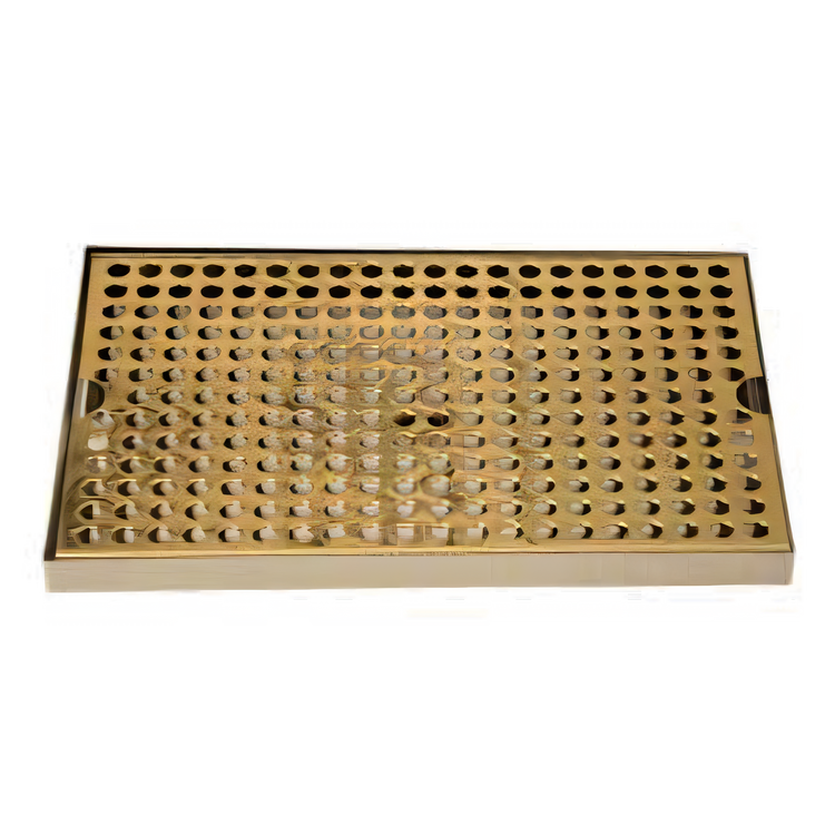Product image #1 for Micro Matic Surface Mount Drip Tray Trough with PVD Brass Screen, 12 x 8 Inches, Stainless Steel