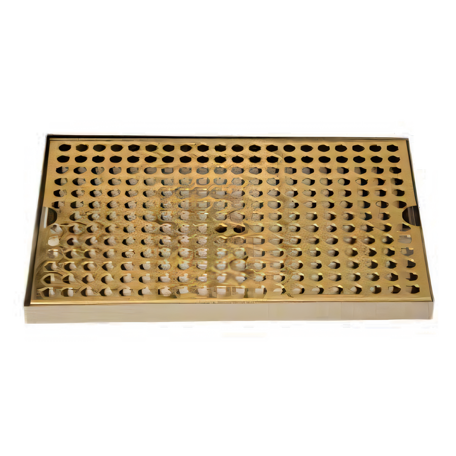 Product image #1 for Micro Matic Surface Mount Drip Tray Trough with PVD Brass Screen, 12 x 8 Inches, Stainless Steel