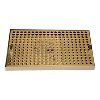 Micro Matic Surface Mount Drip Tray Trough with PVD Brass Screen, 12 x 8 Inches, Stainless Steel