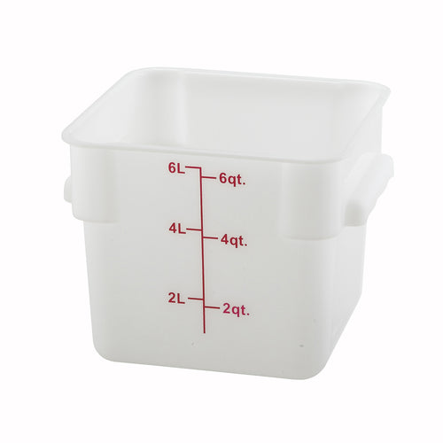 Product image #1 for Winco 6 Qt White Square Polypropylene Food Storage Container