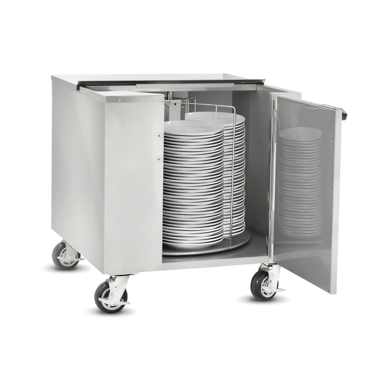 Product image #1 for Unheated Enclosed Insulated Dish Storage Cart for 12-Inch Plates, 252-Plate Capacity, Stainless Steel